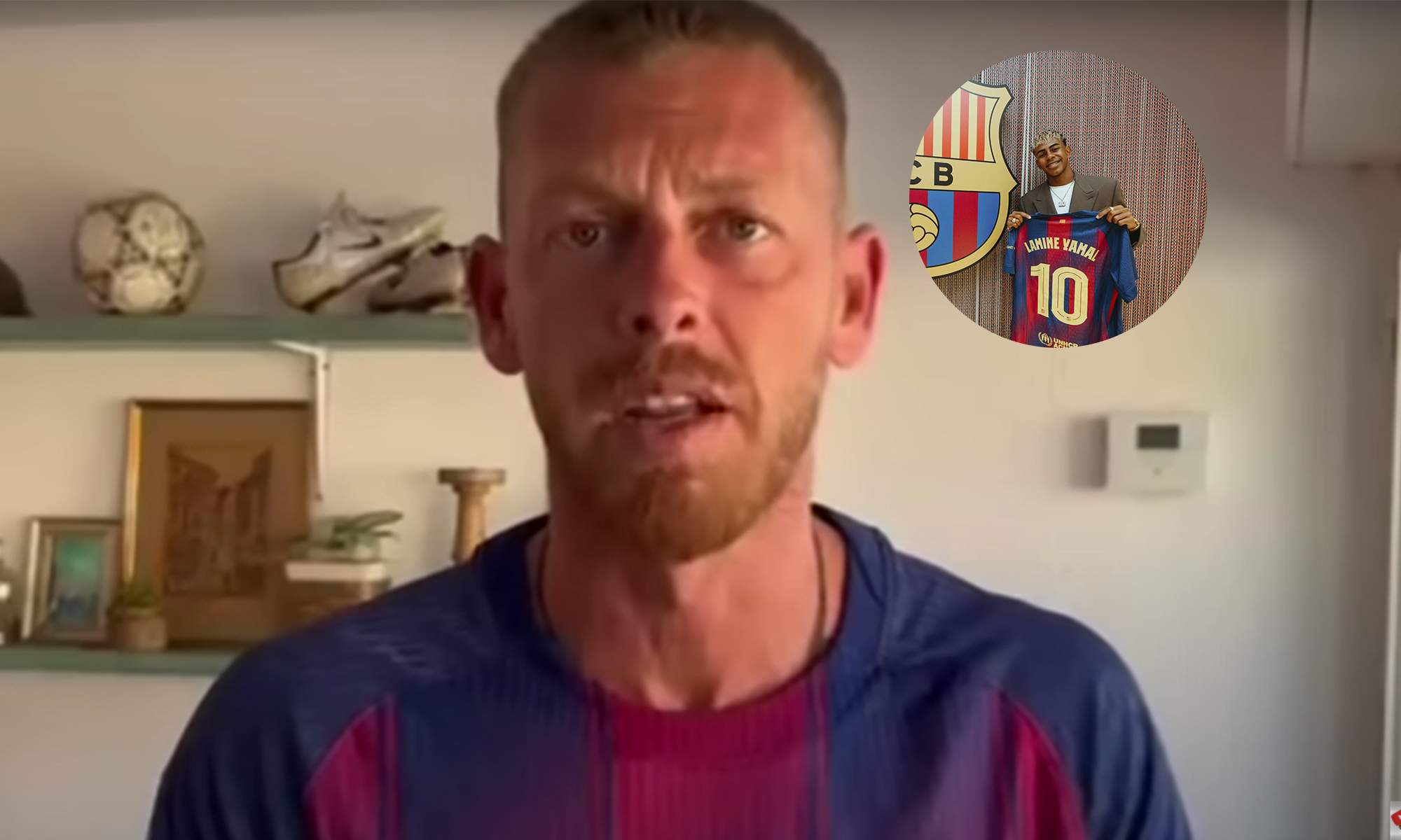 Jota Jordi y una foto de Lamine Yamal con el número 10.