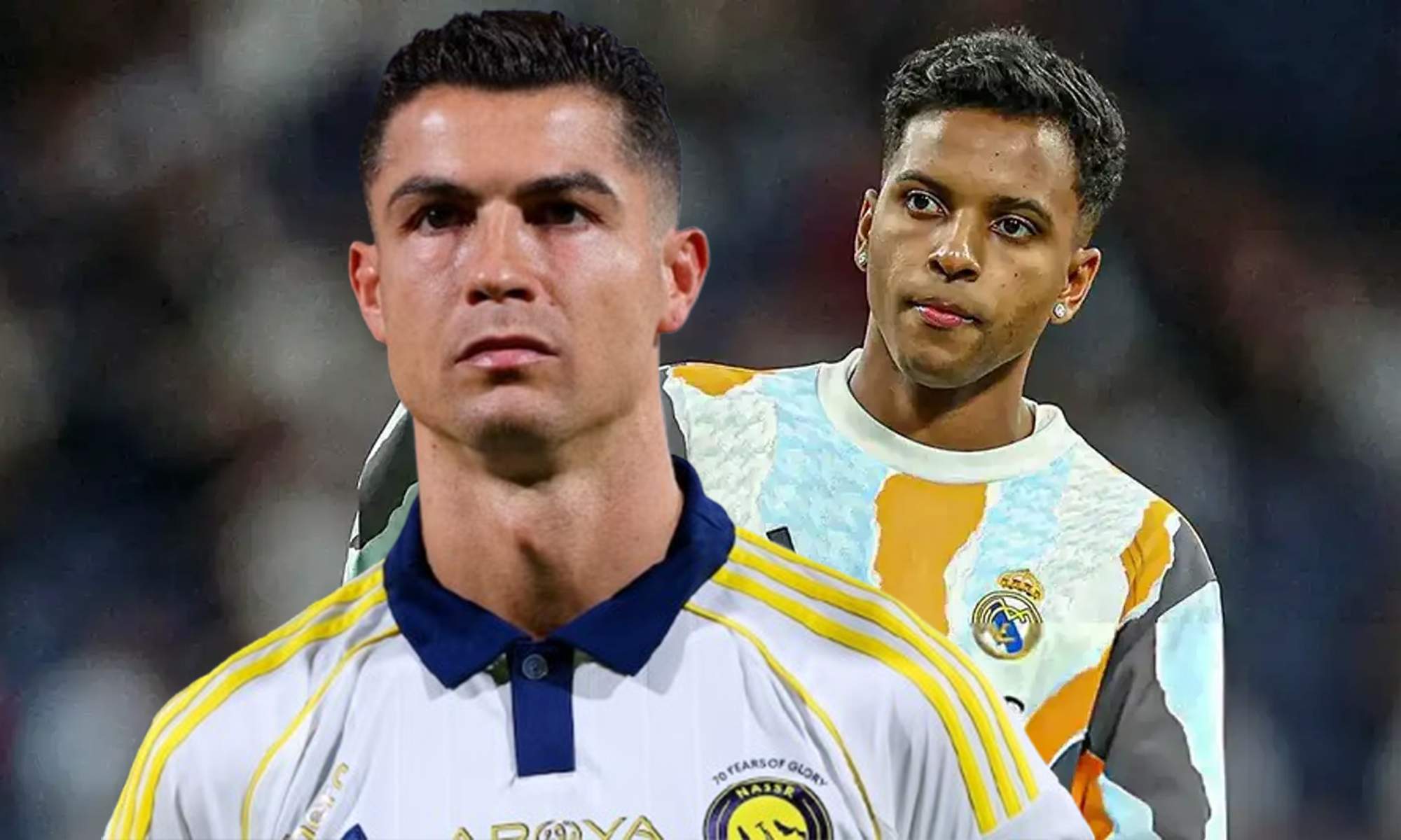 Cristiano Ronaldo y una foto de Rodrygo Goes. 