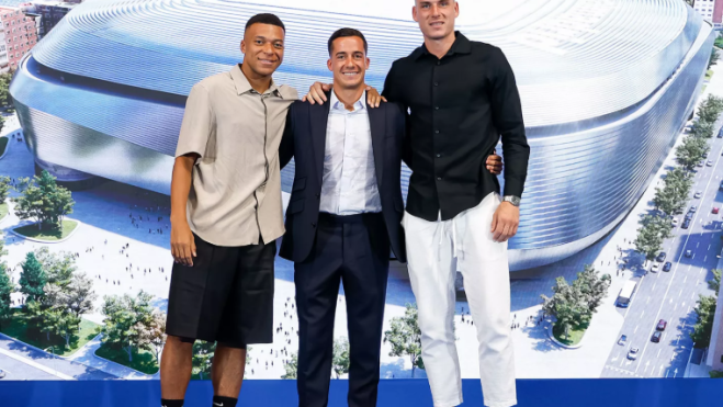 Kylian Mbappé, Lucas Vázquez y Andriy Lunin.