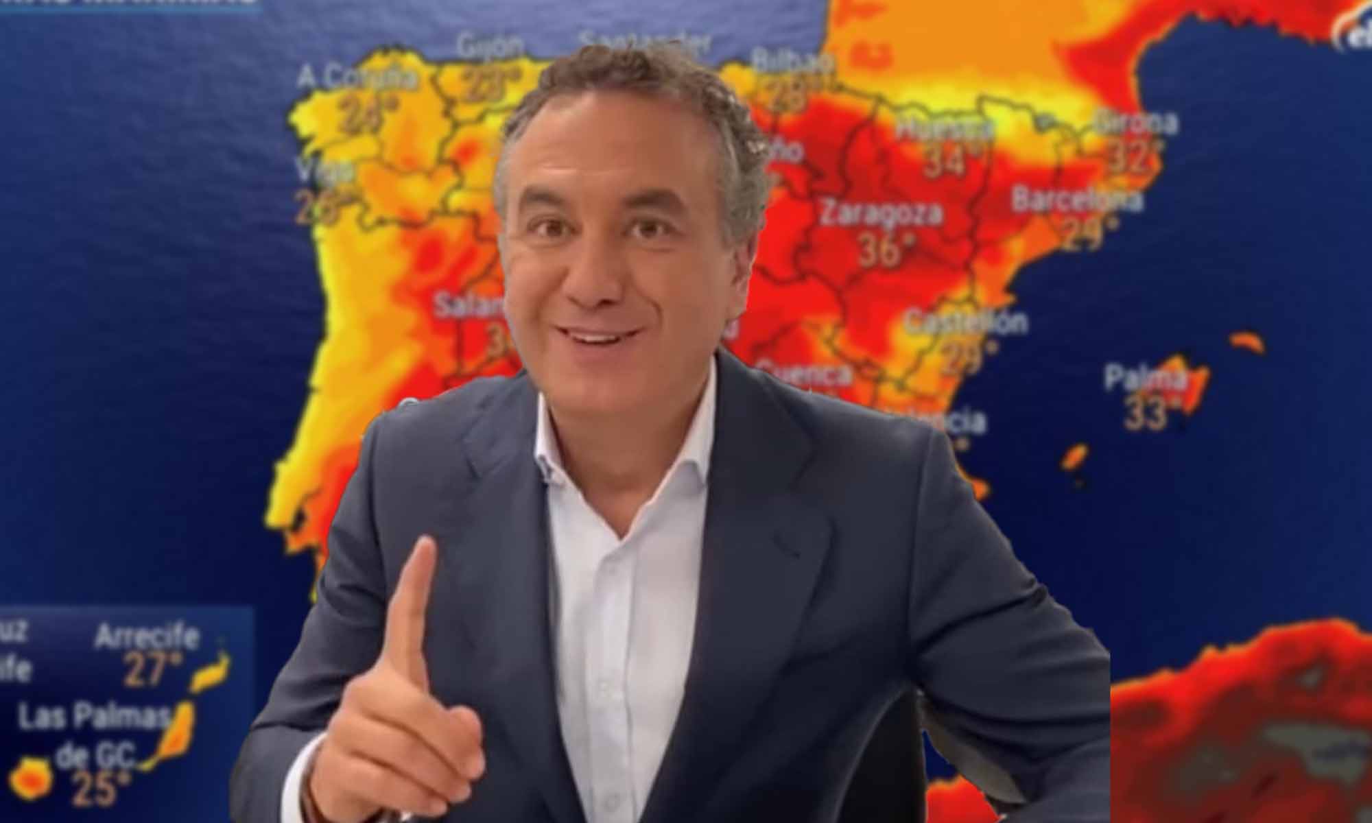 Roberto Brasero con mapa de calor en España