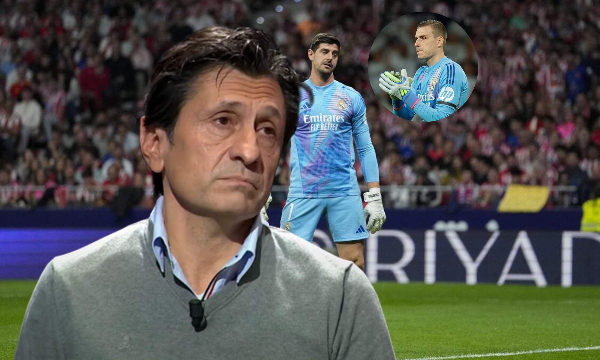 José Félix Díaz, Thibaut Courtois y una foto de Andriy Lunin.