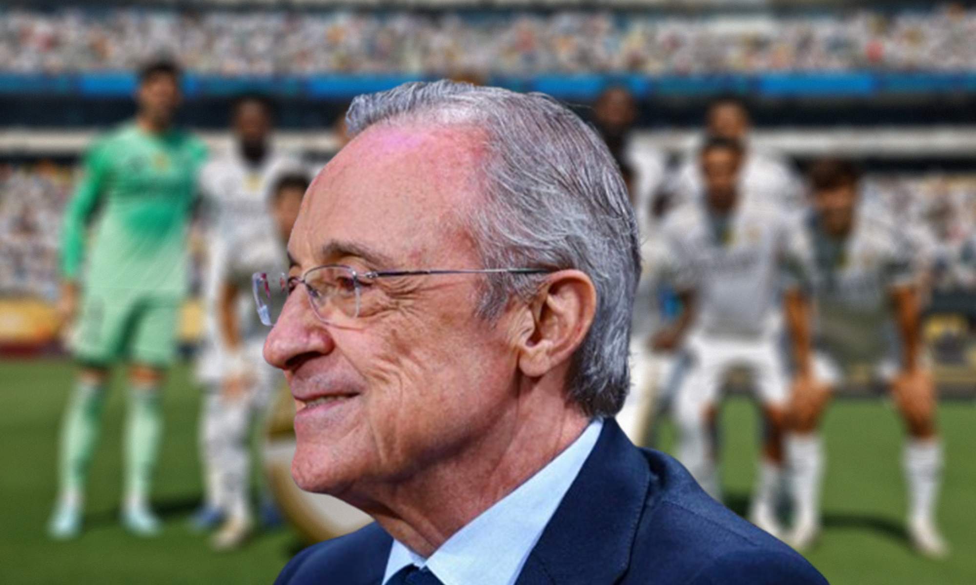 Florentino Pérez y un once del Real Madrid en el Mundial de Clubes. 