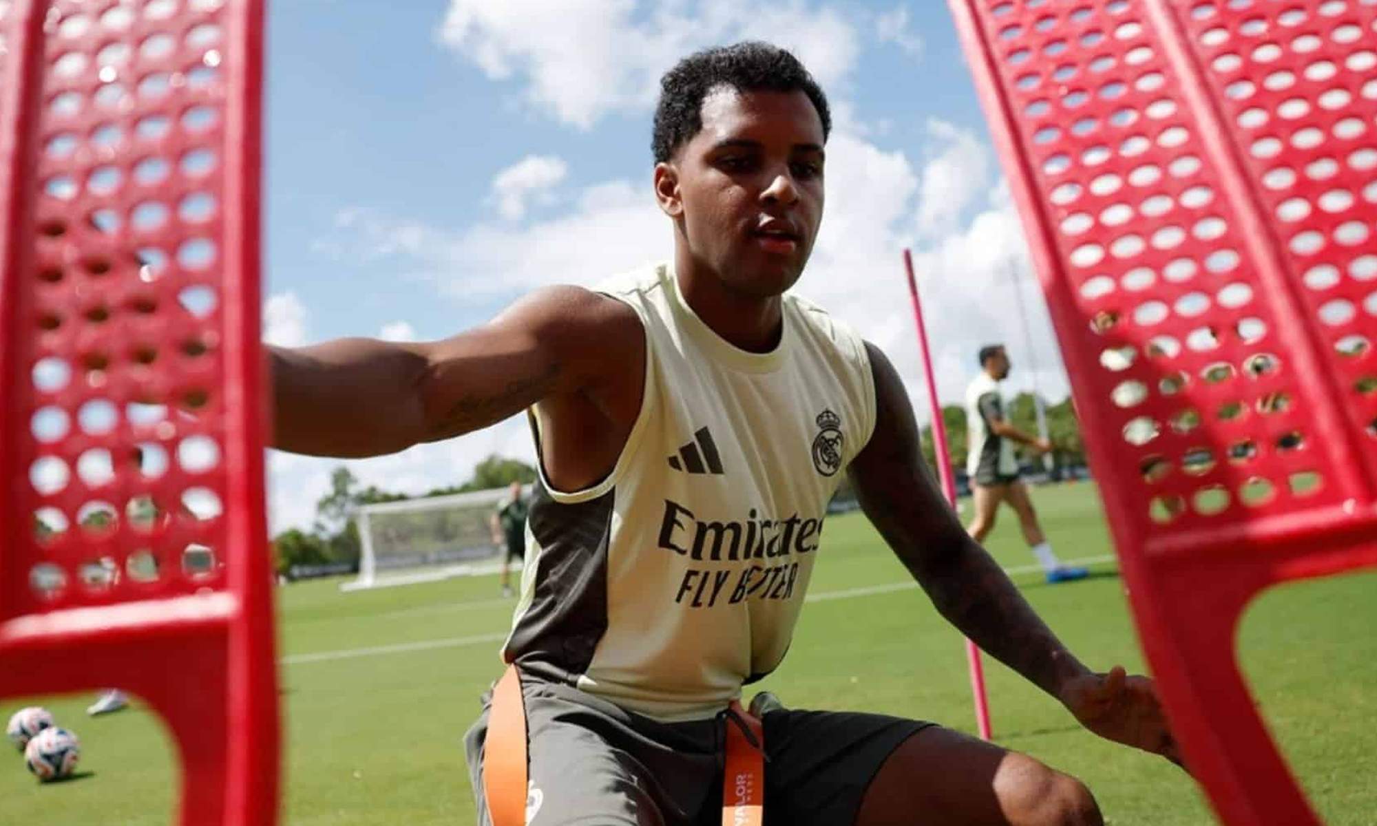 Rodrygo Goes durante un entrenamiento con el Real Madrid. 