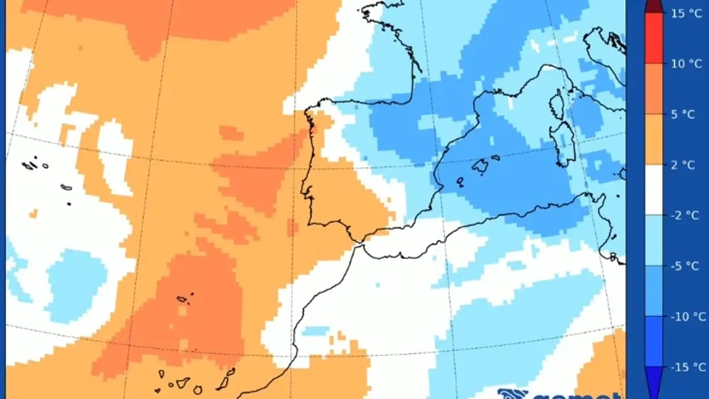 Mapa de cambio de temperaturas en España Mapa de cambio de temperaturas en España
