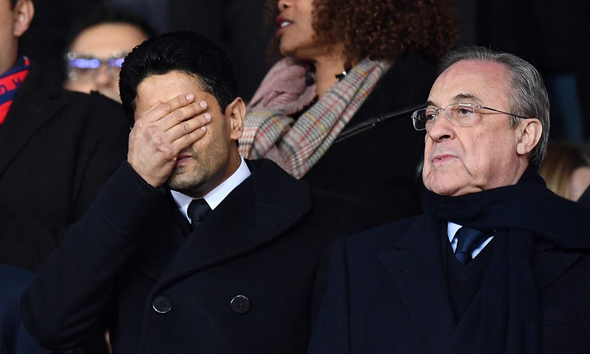 Nasser Al-Khelaifi y Florentino Pérez, presidentes de PSG y Real Madrid, respectivamente.