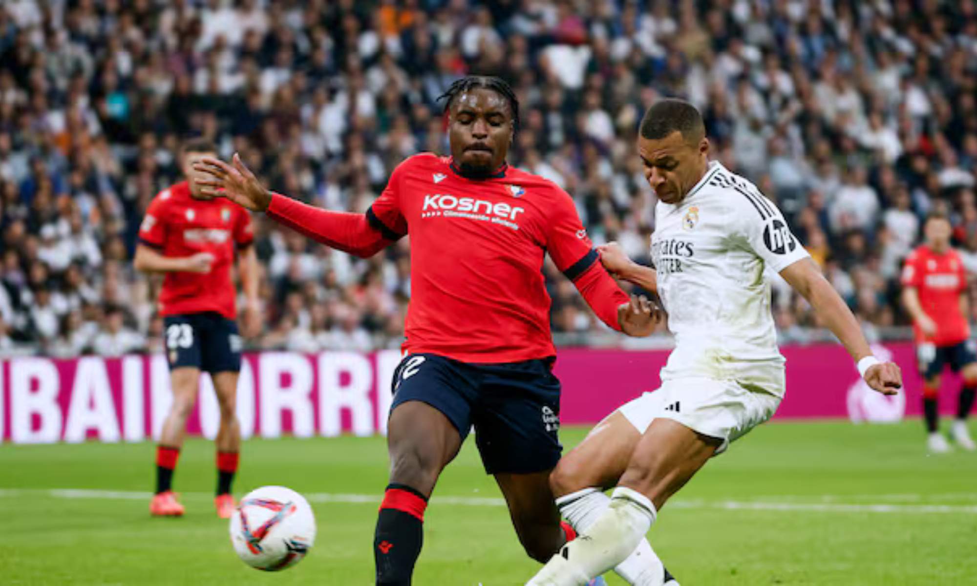 Kylian Mbappé, en el encuentro liguero que el Real Madrid y Osasuna disputaron la campaña pasada.