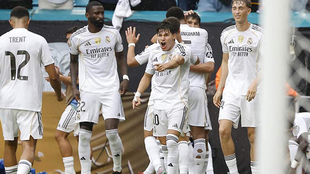 Real Madrid celebrando gol durante el Mundial de Clubes