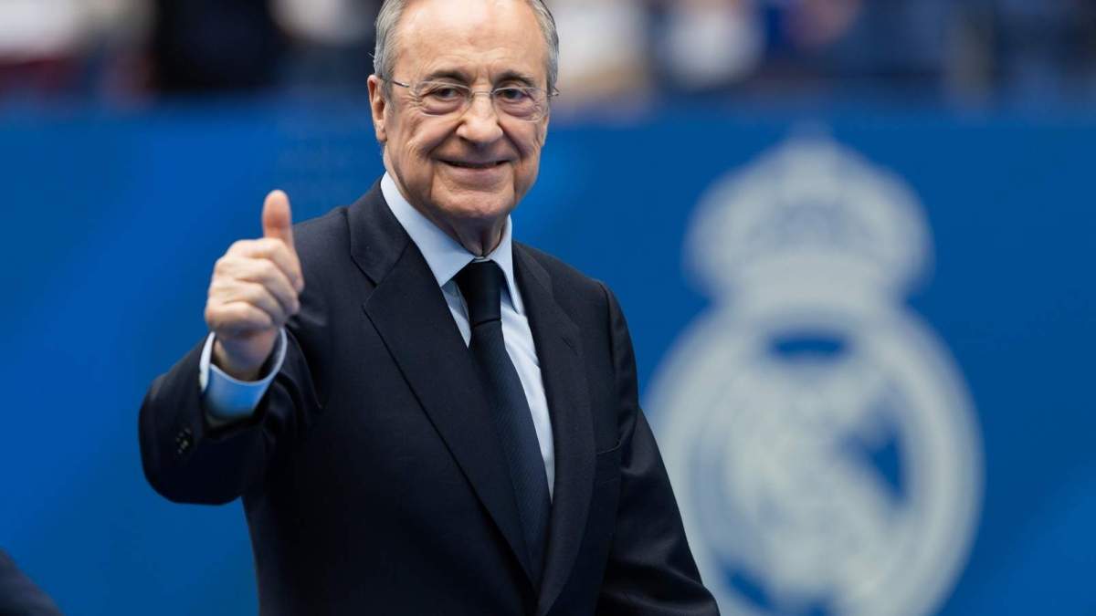 Florentino Pérez en la presentación de Mbappé