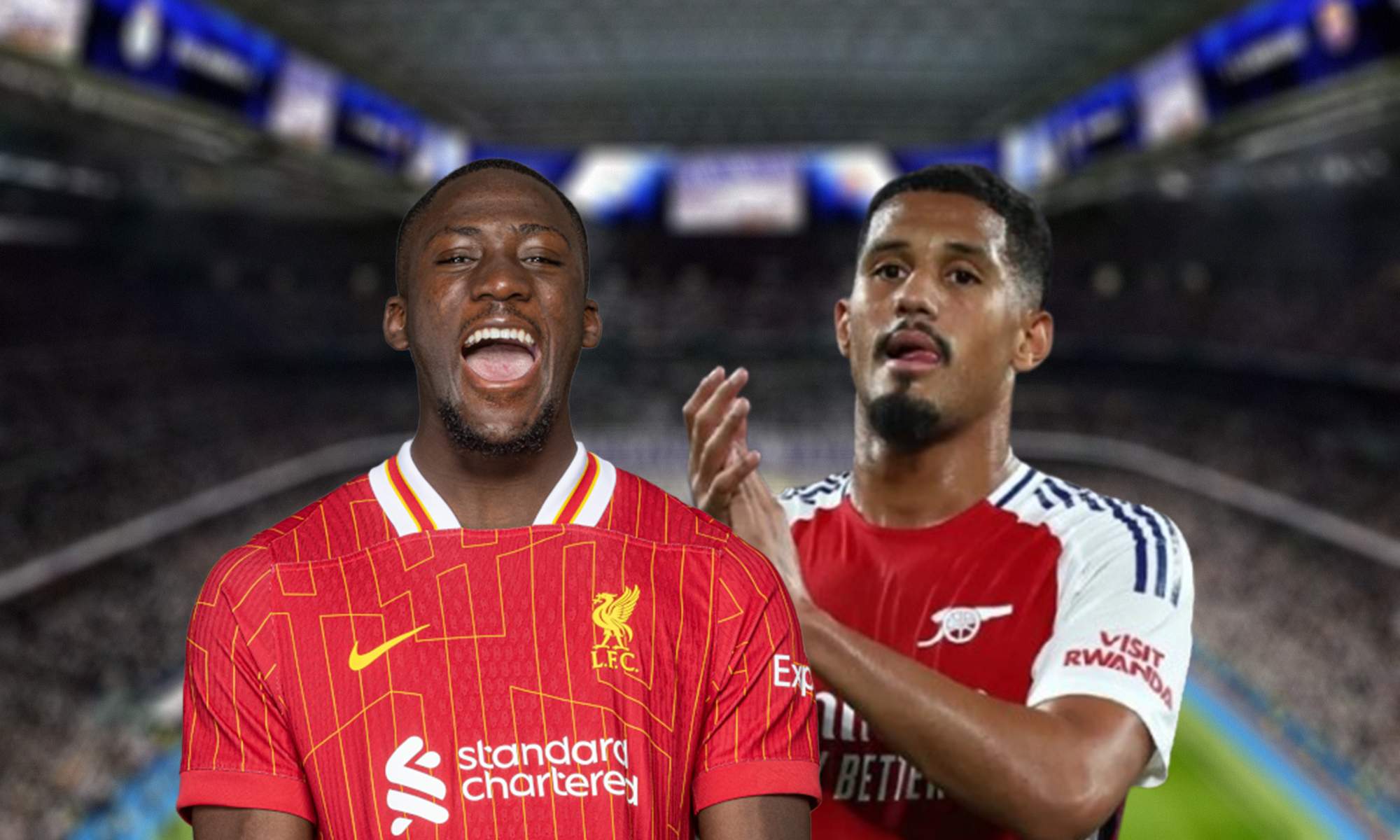 Ibrahima Saliba y William Konaté en el Santiago Bernabéu.