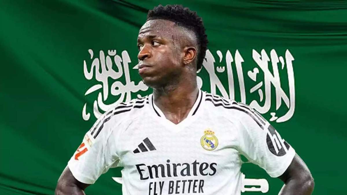 Vinicius y bandera de Arabia