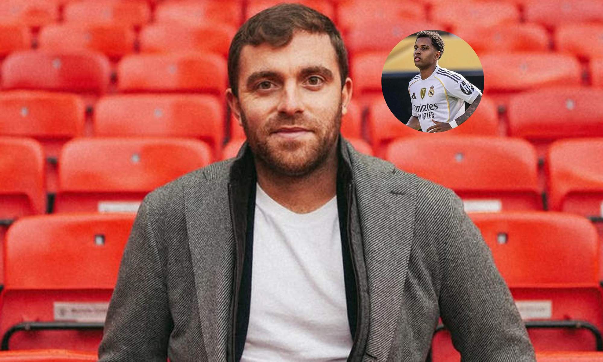 Fabrizio Romano y una foto de Rodrygo Goes.  Fabrizio Romano y una foto de Rodrygo Goes.