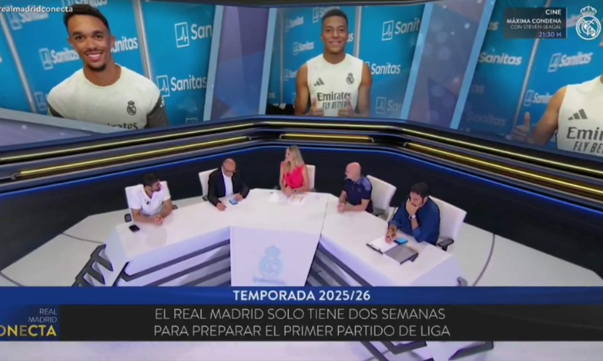 Una foto del plató de Real Madrid TV en la protesta contra LaLiga.