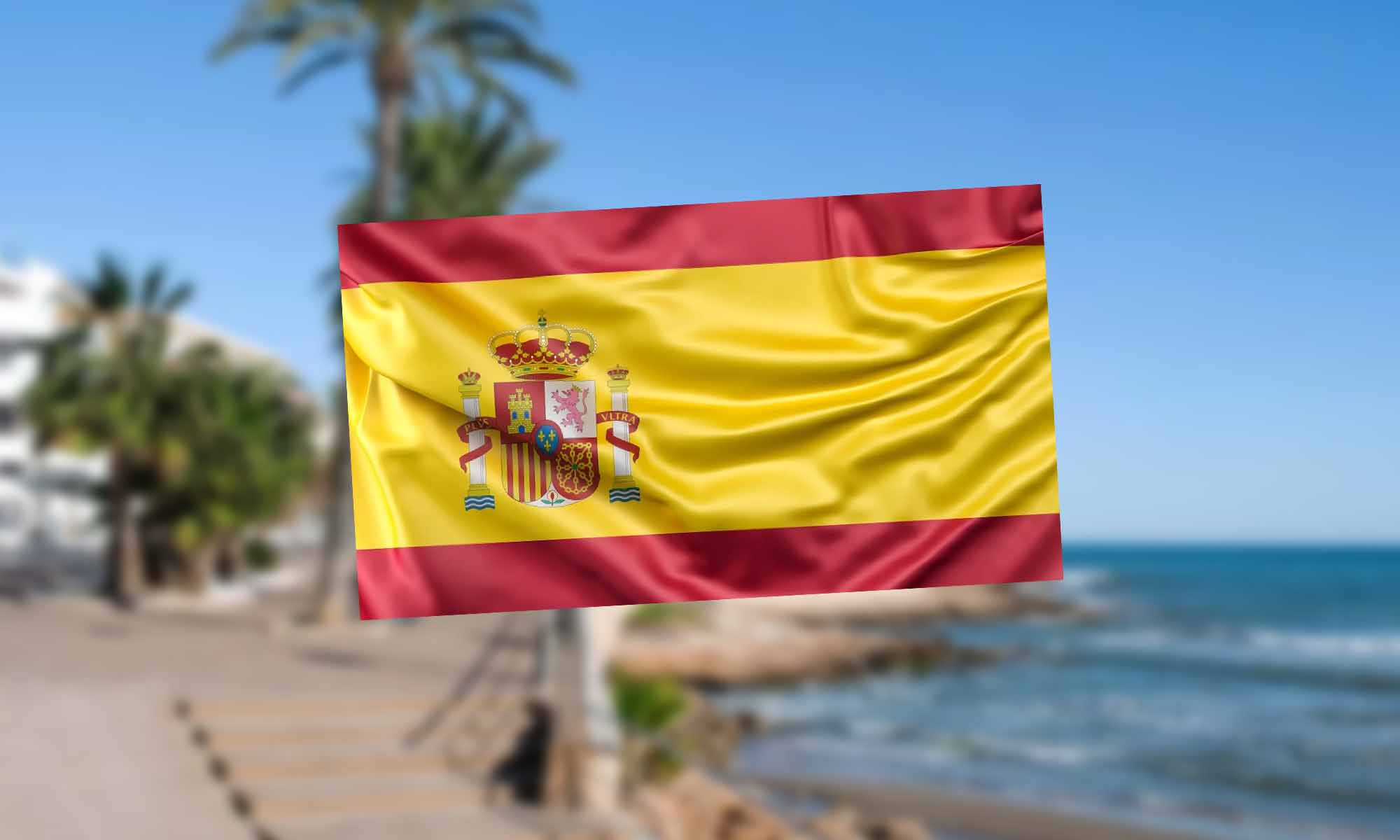 Playa de incógnito con bandera España