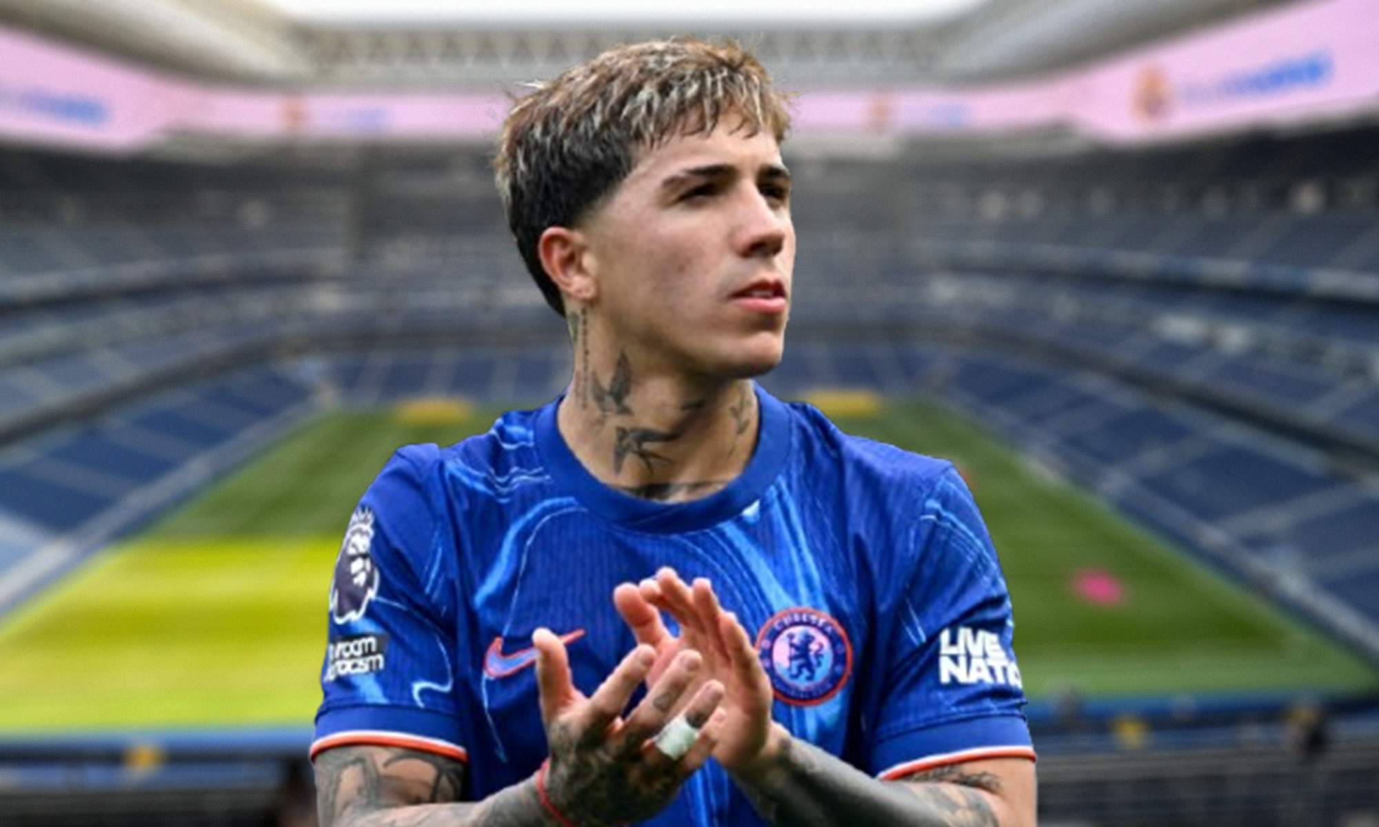 Enzo Fernández y el Santiago Bernabéu.