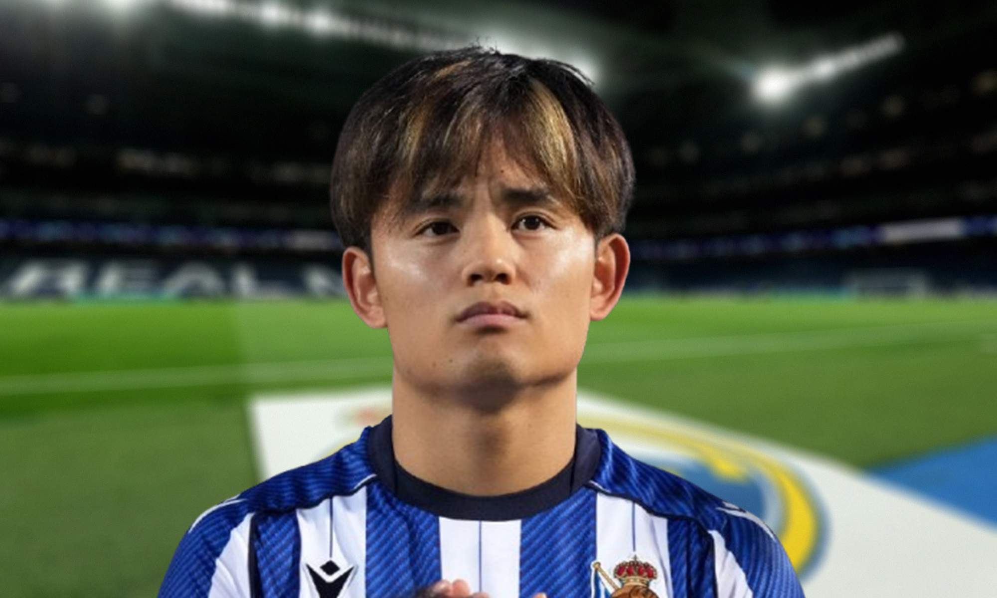 Take Kubo jugando un partido con la Real Sociedad y el Santiago Bernabéu. 