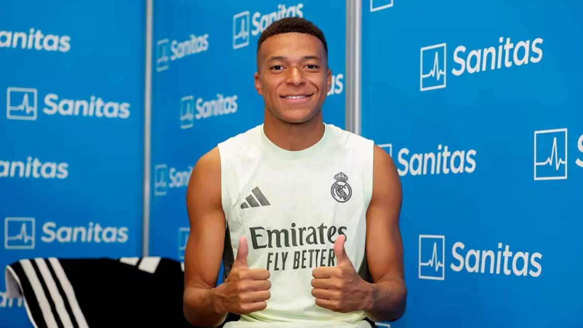 Kylian Mbappé, durante el reconocimiento médico que tuvo recientemente con el Real Madrid.
