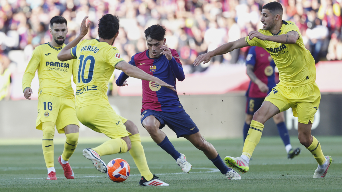 Una acción del último partido de Liga entre FC Barcelona y Villarreal