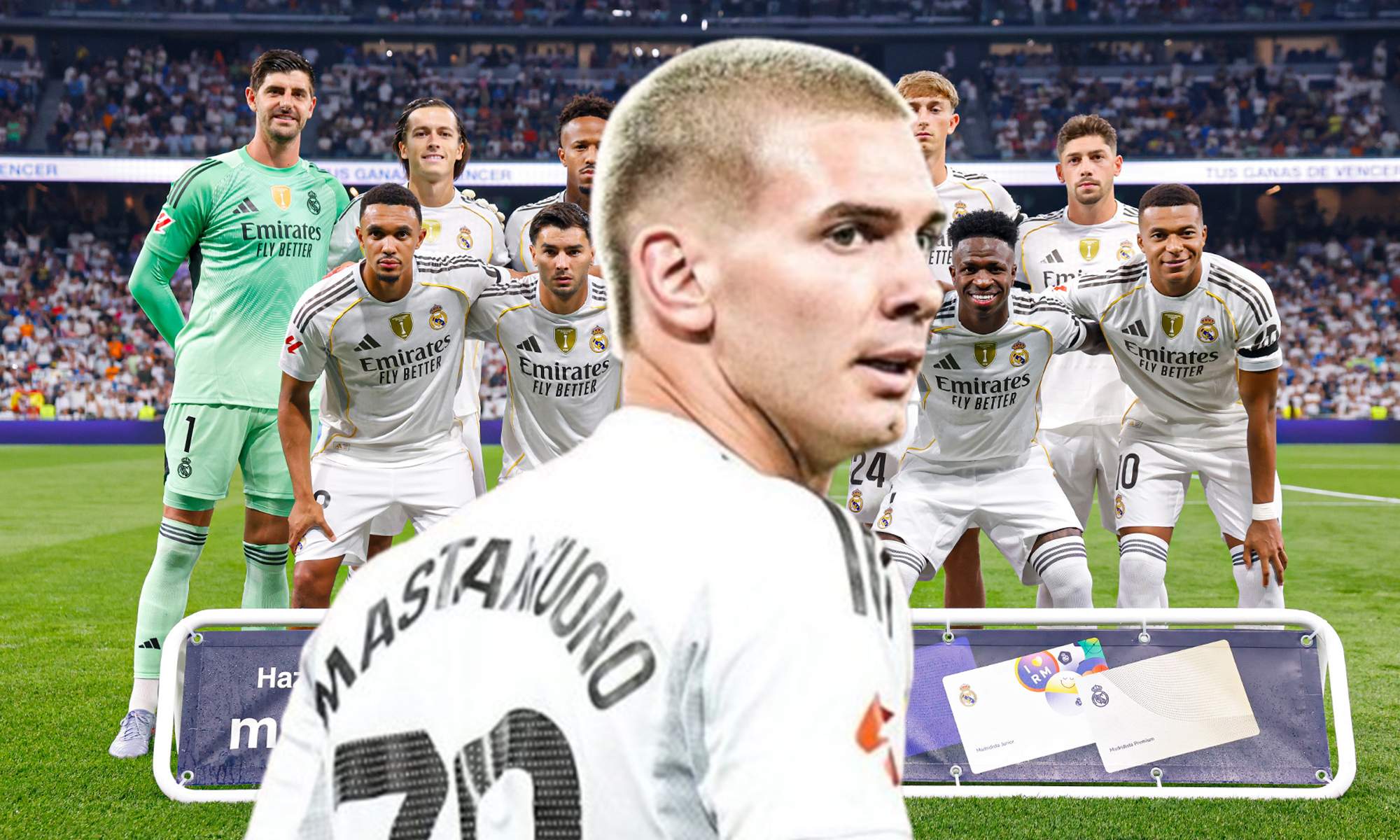 Franco Mastantuono y el once del Real Madrid contra el Osasuna. 