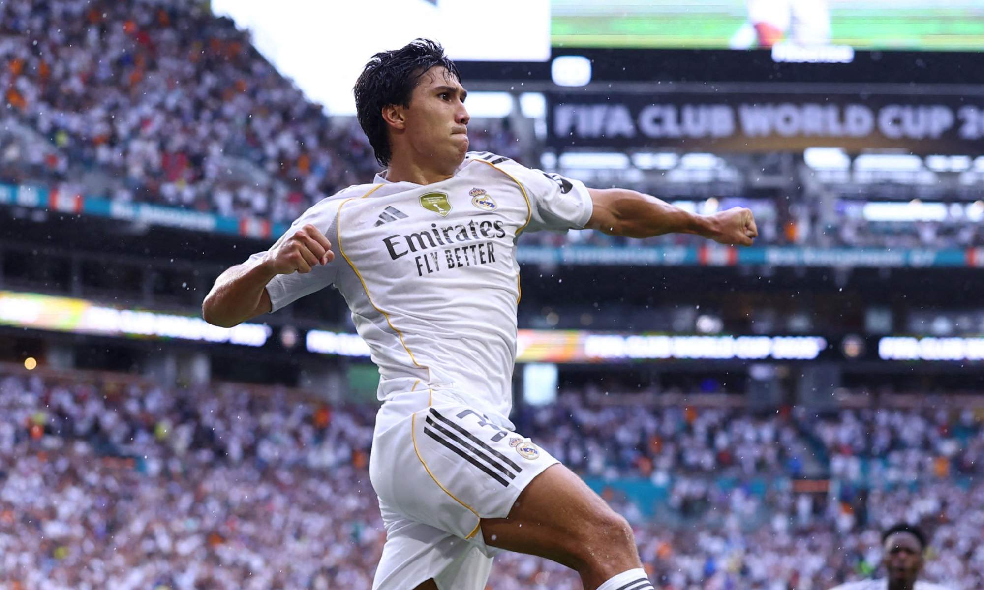 Gonzalo García, celebrando un gol con el Real Madrid en el Mundial de Clubes.