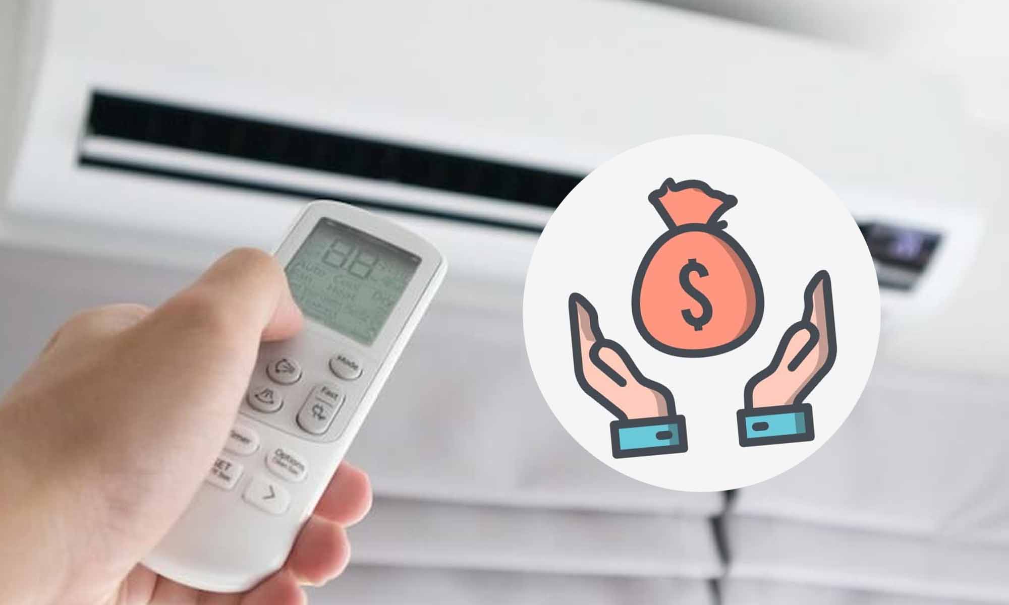 Aire acondicionado con signo de ahorro