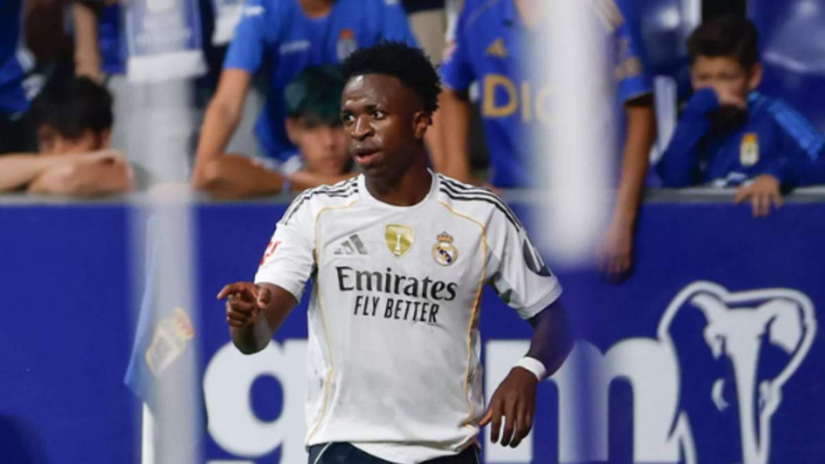 Vinicius Junior celebrando su gol en el Carlos Tartiere Vinicius Junior celebrando su gol en el Carlos Tartiere