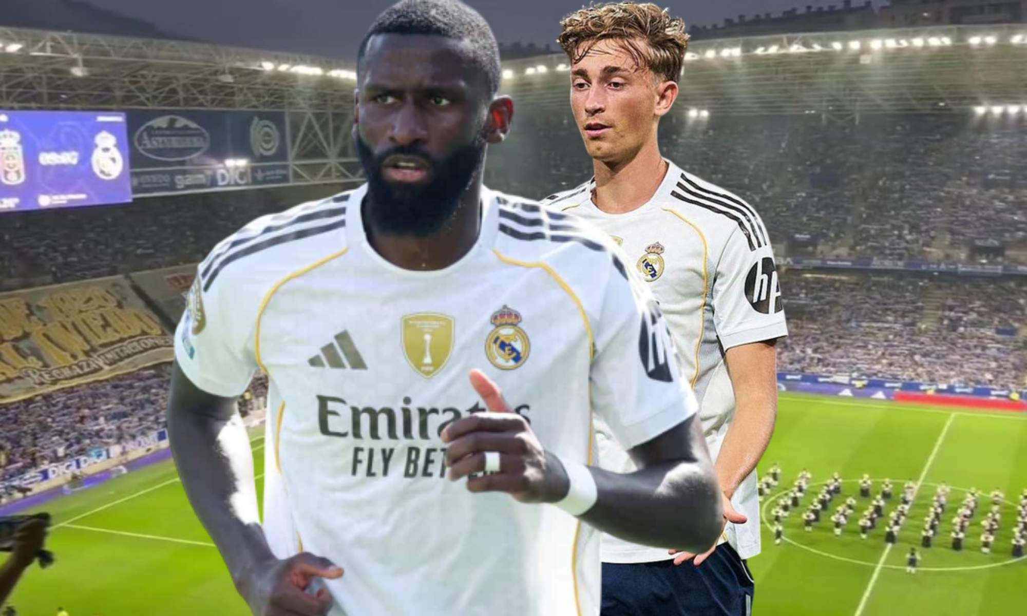 Rüdiger celebró la victoria ante el Oviedo con Dean Huijsen