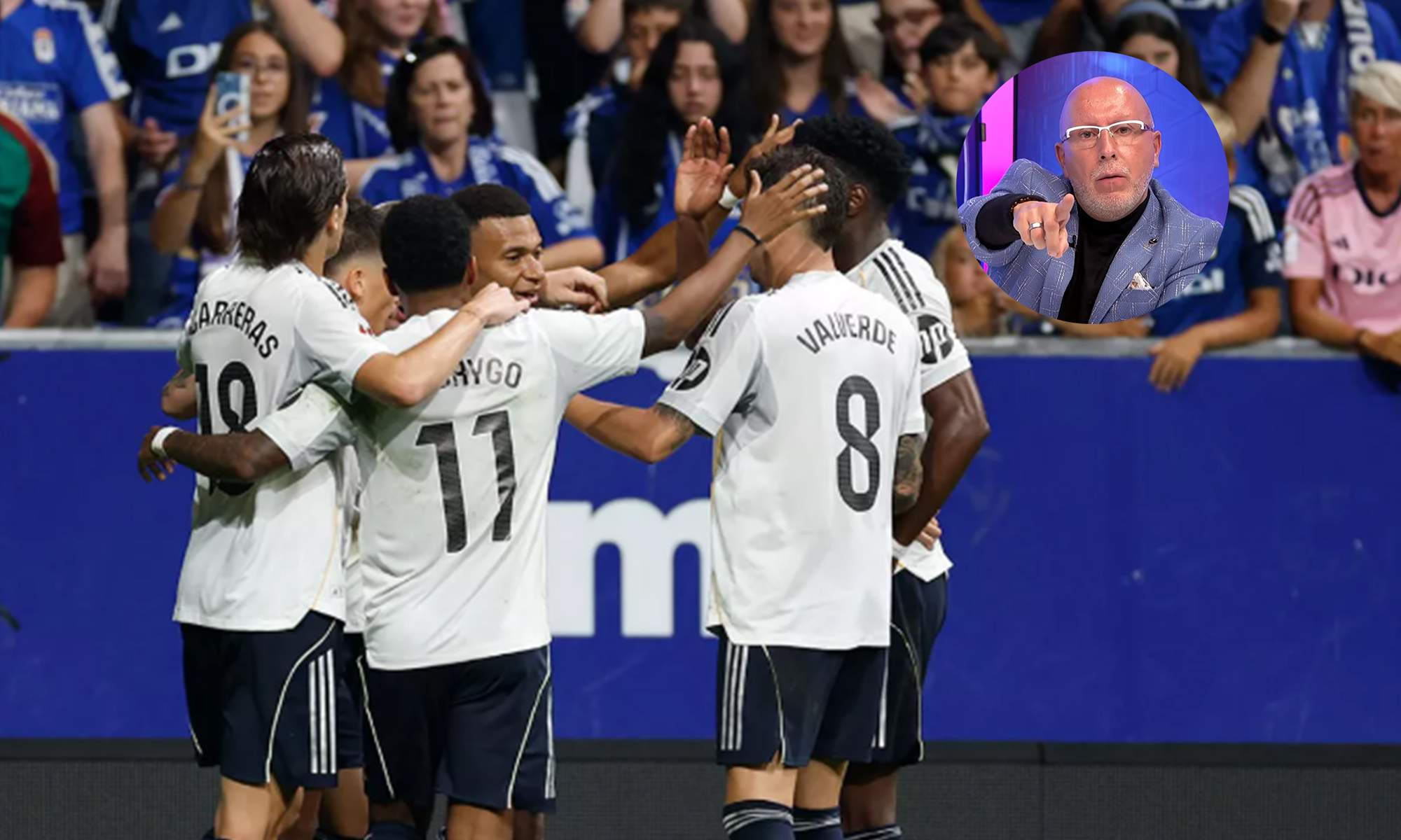François Gallardo y los jugadores del Real Madrid celebrando un gol. 
