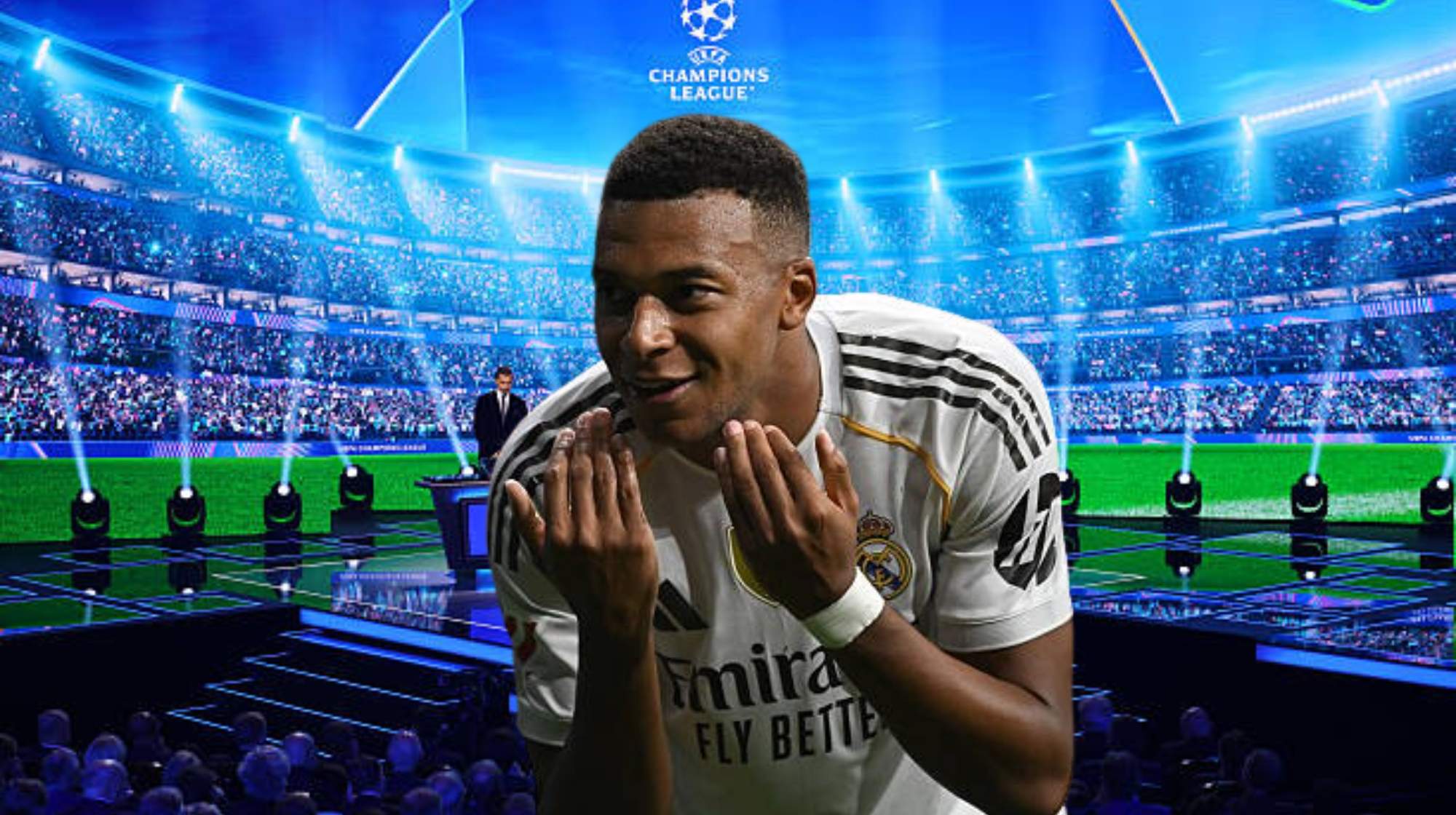 Mbappé festejó el sorteo de la Champions. 