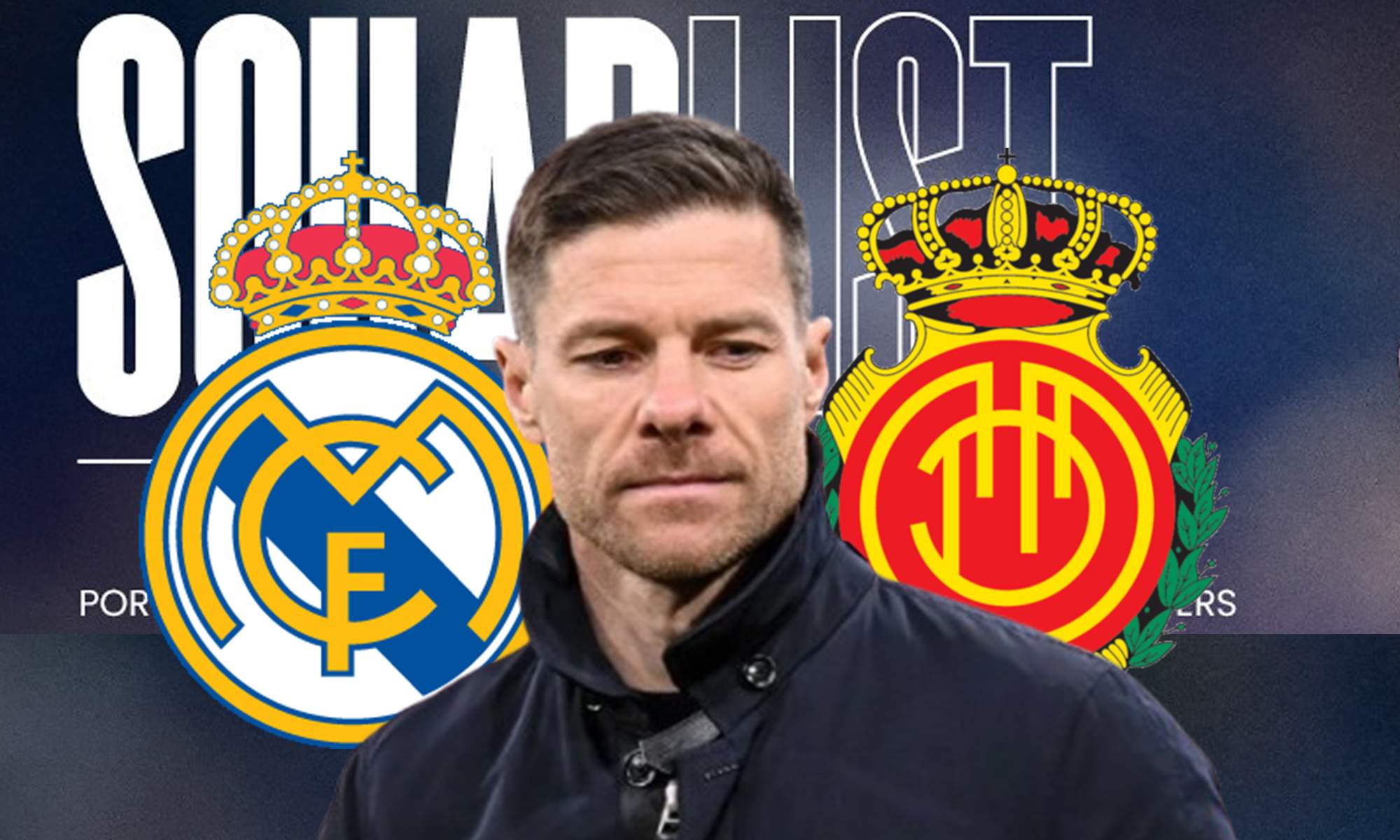 Xabi Alonso, los escudos del Real Madrid y del Mallorca, y la convocatoria.  Xabi Alonso, los escudos del Real Madrid y del Mallorca, y la convocatoria.