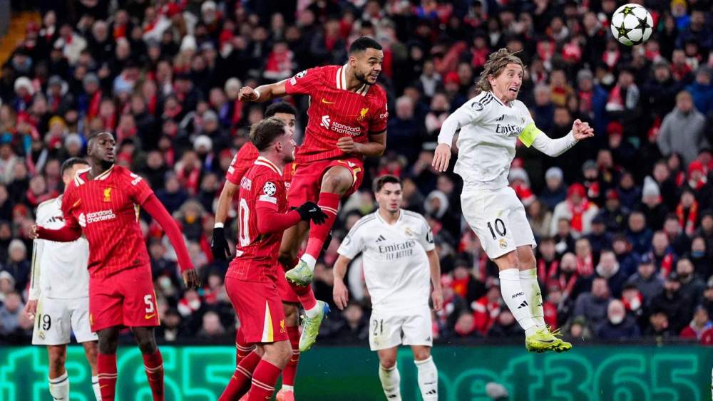 Una acción del Liverpool-Real Madrid de la campaña europea 24/25 Una acción del Liverpool-Real Madrid de la campaña europea 24/25