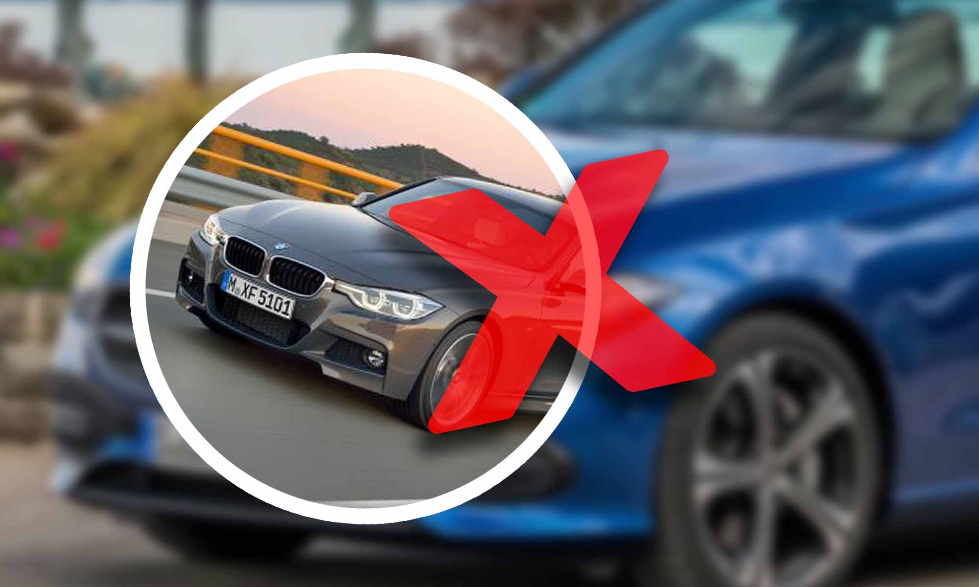 Auto de incognito con BMW Serie 3 tachado