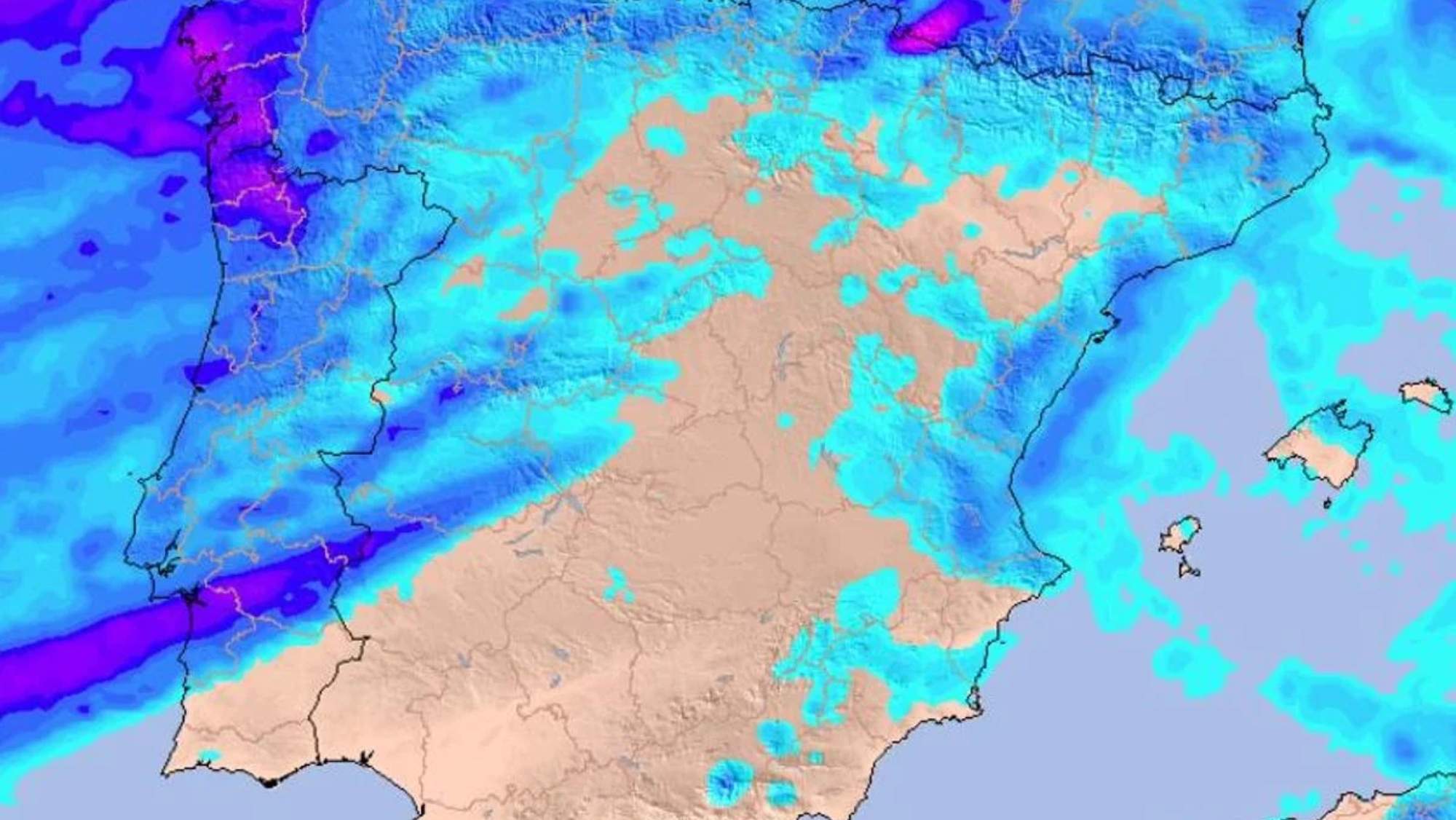Imagen del tiempo sobre el mapa de España. Imagen del tiempo sobre el mapa de España.