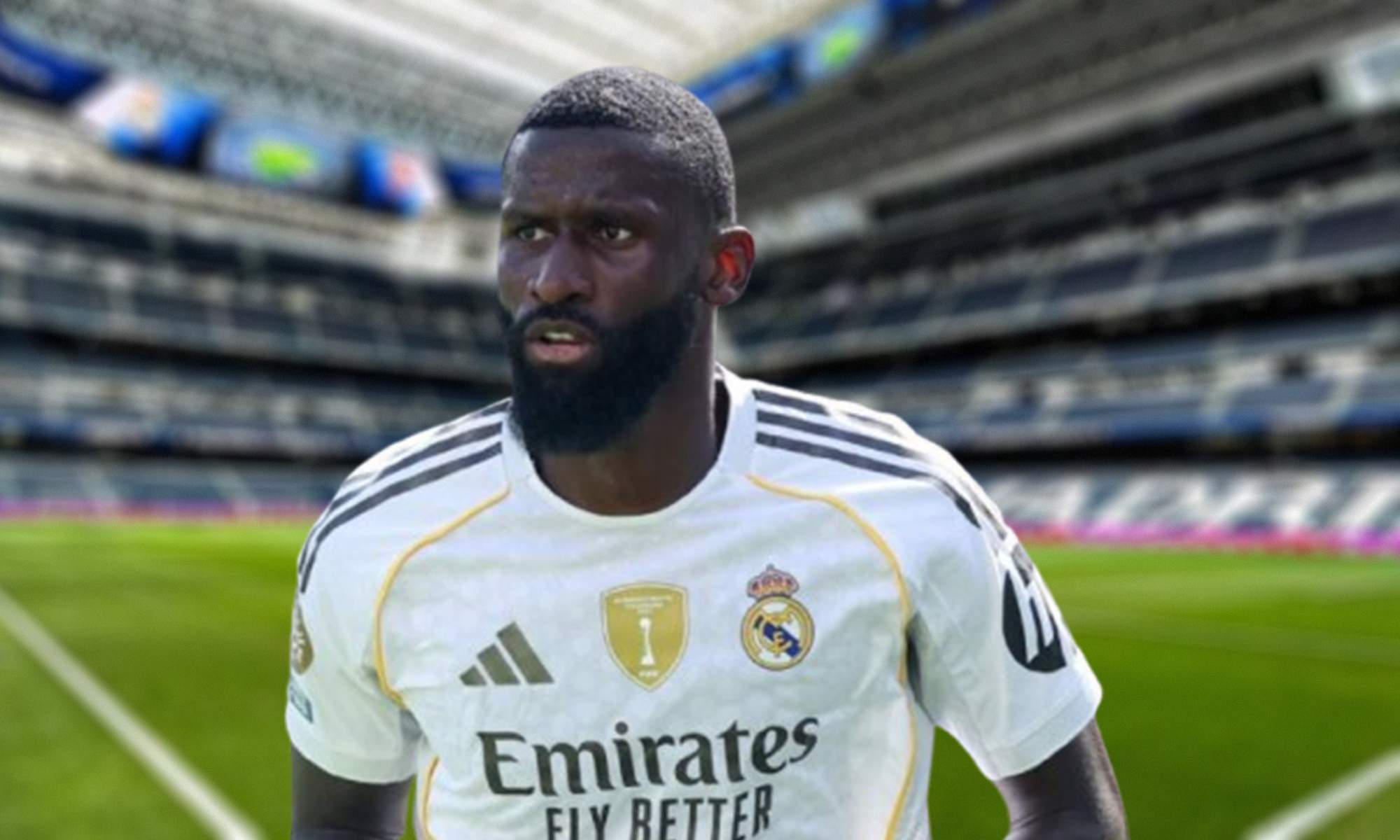 Antonio Rüdiger jugando con el Real Madrid en el Santiago Bernabéu. Antonio Rüdiger jugando con el Real Madrid en el Santiago Bernabéu.