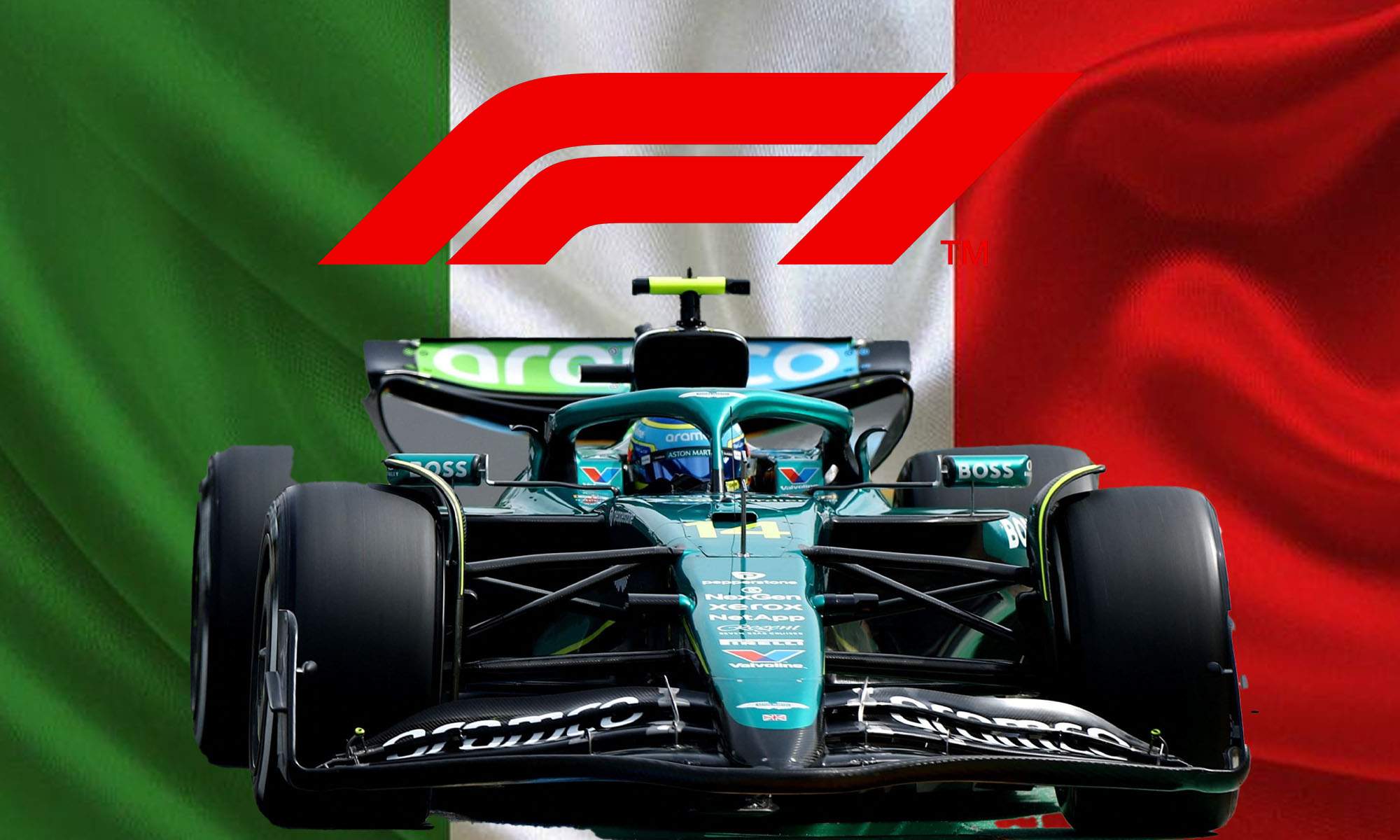 F1 con monoplaza y fondo Italia