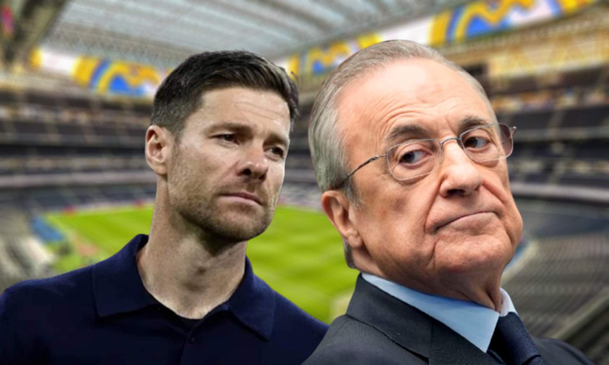 Florentino Pérez, Xabi Alonso y el Santiago Bernabéu. Florentino Pérez, Xabi Alonso y el Santiago Bernabéu.