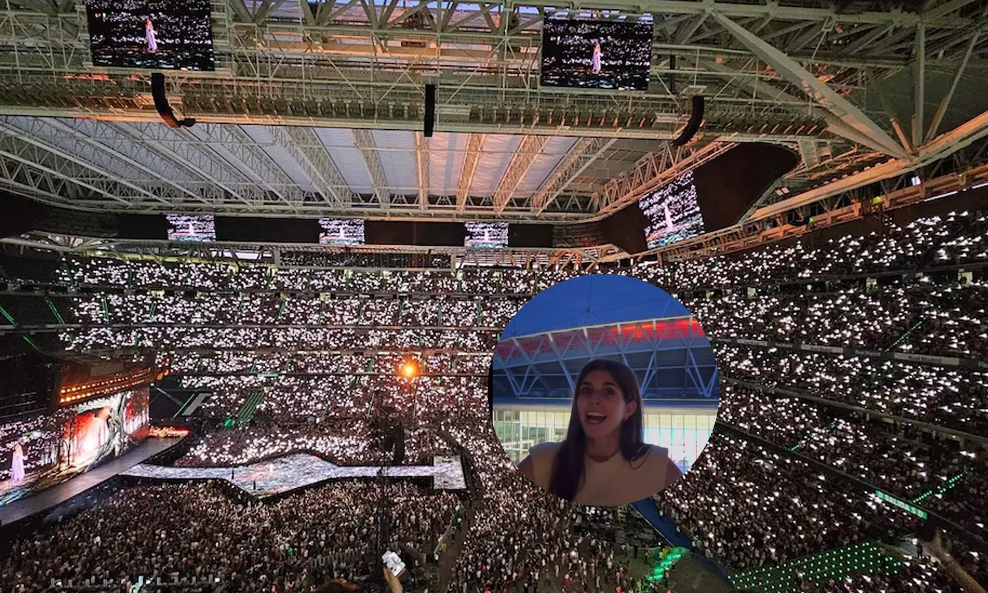 Un concierto en el Santiago Bernabéu y la foto de la mujer de Wembley en un vídeo viral. Un concierto en el Santiago Bernabéu y la foto de la mujer de Wembley en un vídeo viral.