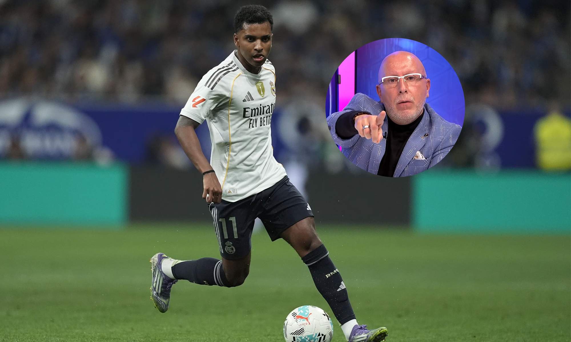 Rodrygo Goes jugando un partido con el Real Madrid y una foto de François Gallardo. Rodrygo Goes jugando un partido con el Real Madrid y una foto de François Gallardo.