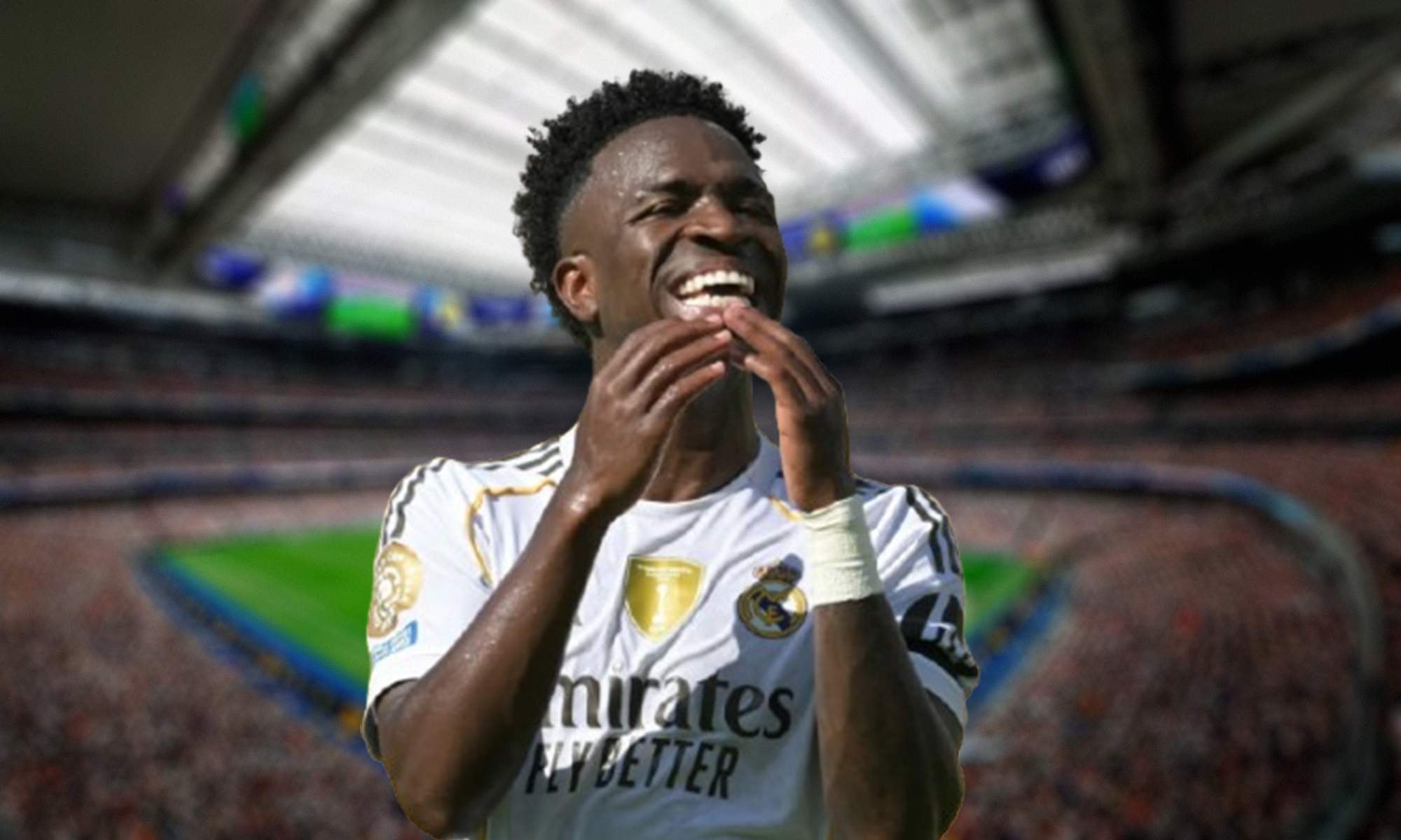 Vinícius Júnior durante un partido con el Real Madrid y el Santiago Bernabéu.