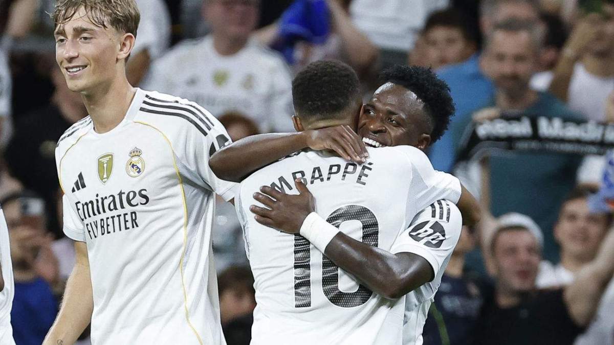 Vinicius y Mbappé celebrando un gol contra el Mallorca Vinicius y Mbappé celebrando un gol contra el Mallorca