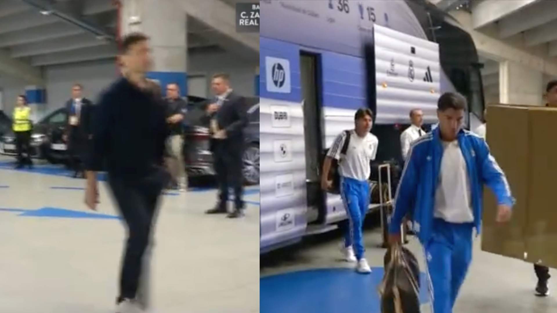 Llegada del autobús del Real Madrid al Reale Arena, Xabi Alonso ganó a Mbappé