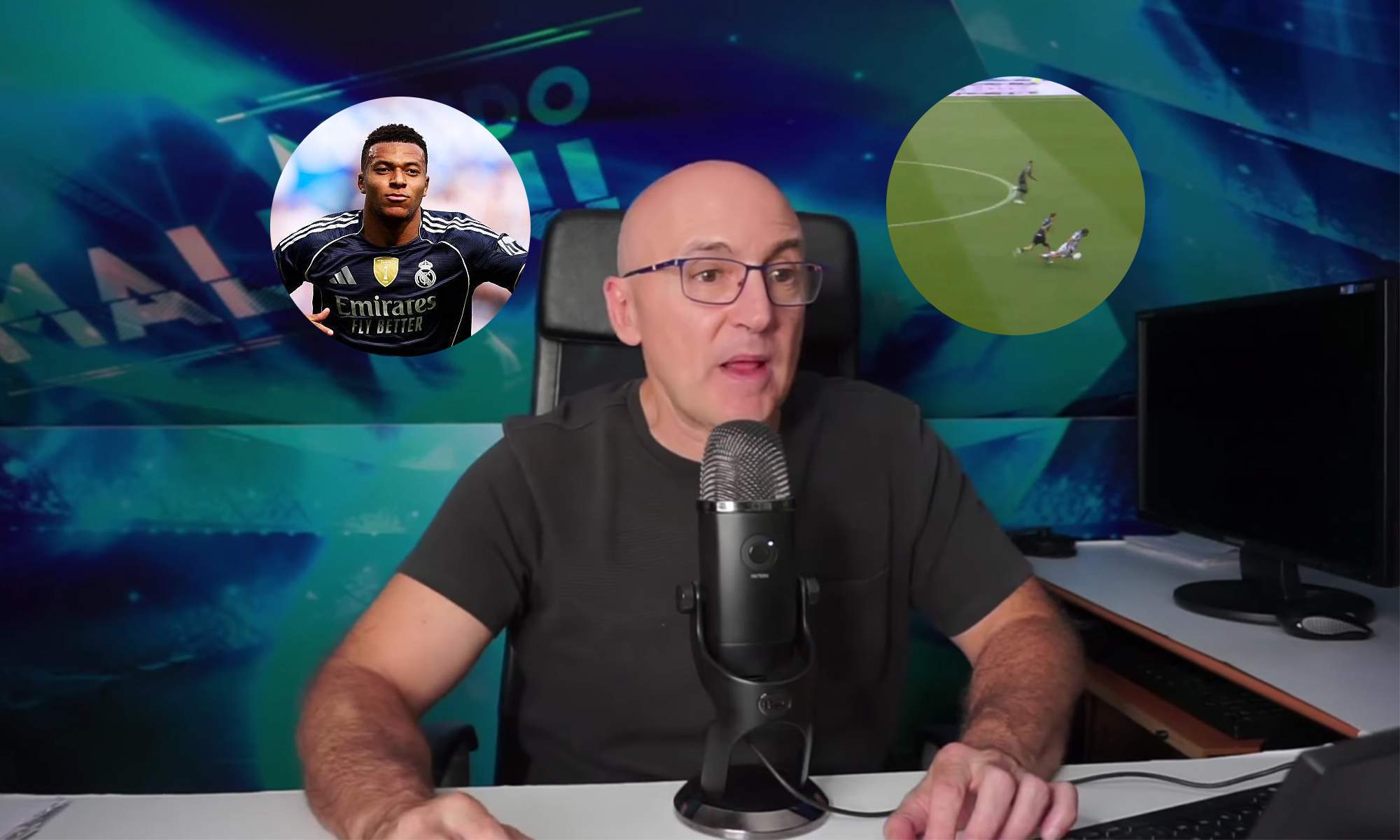 Maldini en su canal de Youtube y una foto de Kylian Mbappé y la roja de Huijsen. Maldini en su canal de Youtube y una foto de Kylian Mbappé y la roja de Huijsen.