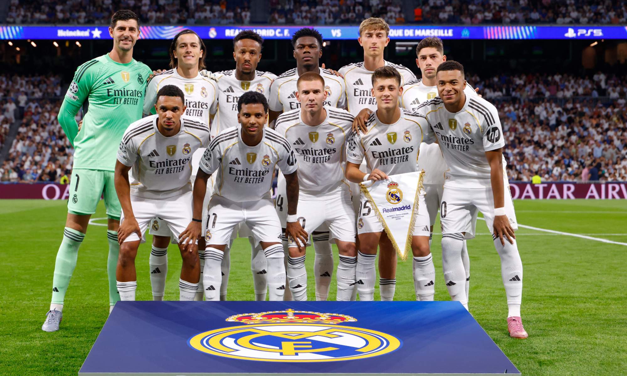 Alineación inicial del Real Madrid ante el Olympique de Marsella.