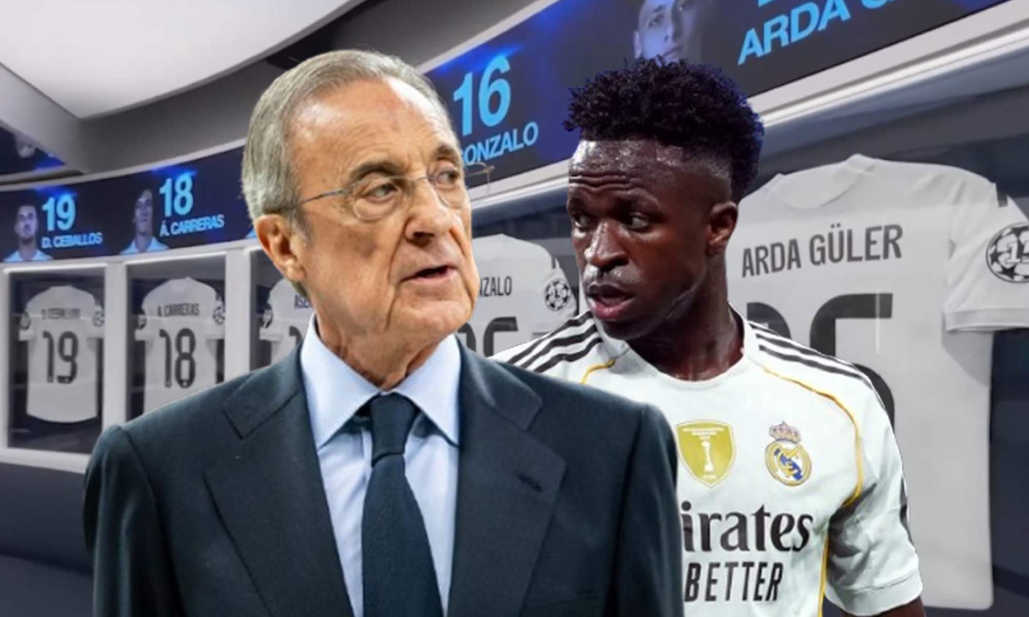 Florentino Pérez, Vinícius Júnior y el vestuario del Real Madrid.