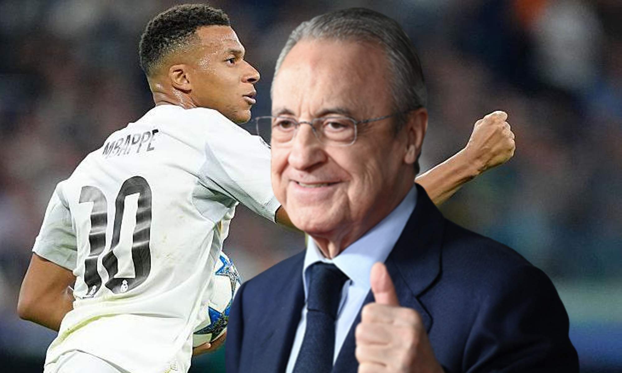 Florentino Pérez y Kylian Mbappé durante un partido del Real Madrid. Florentino Pérez y Kylian Mbappé durante un partido del Real Madrid.