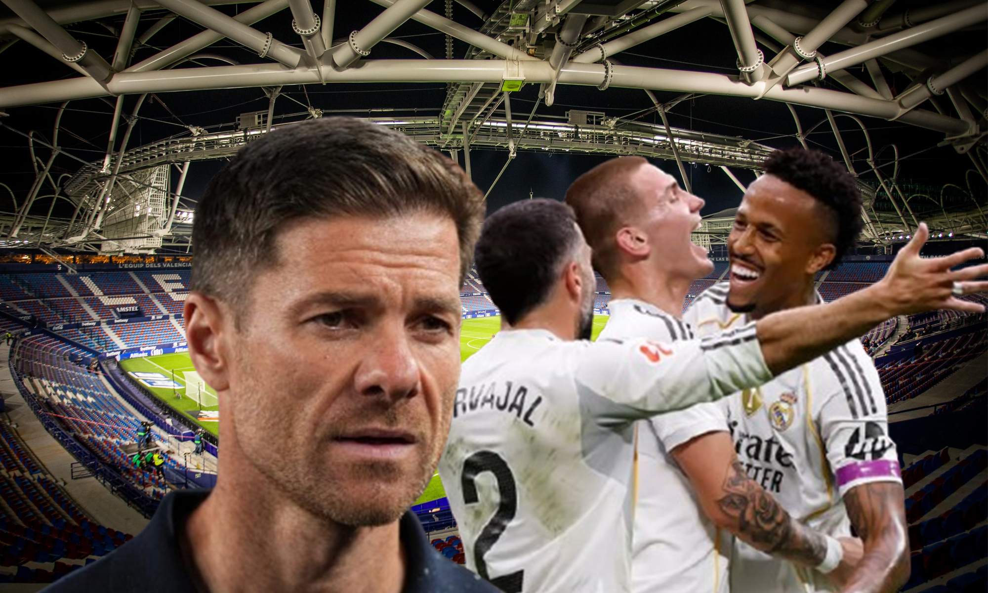 Xabi Alonso, jugadores del Real Madrid y el estadio del Levante.
