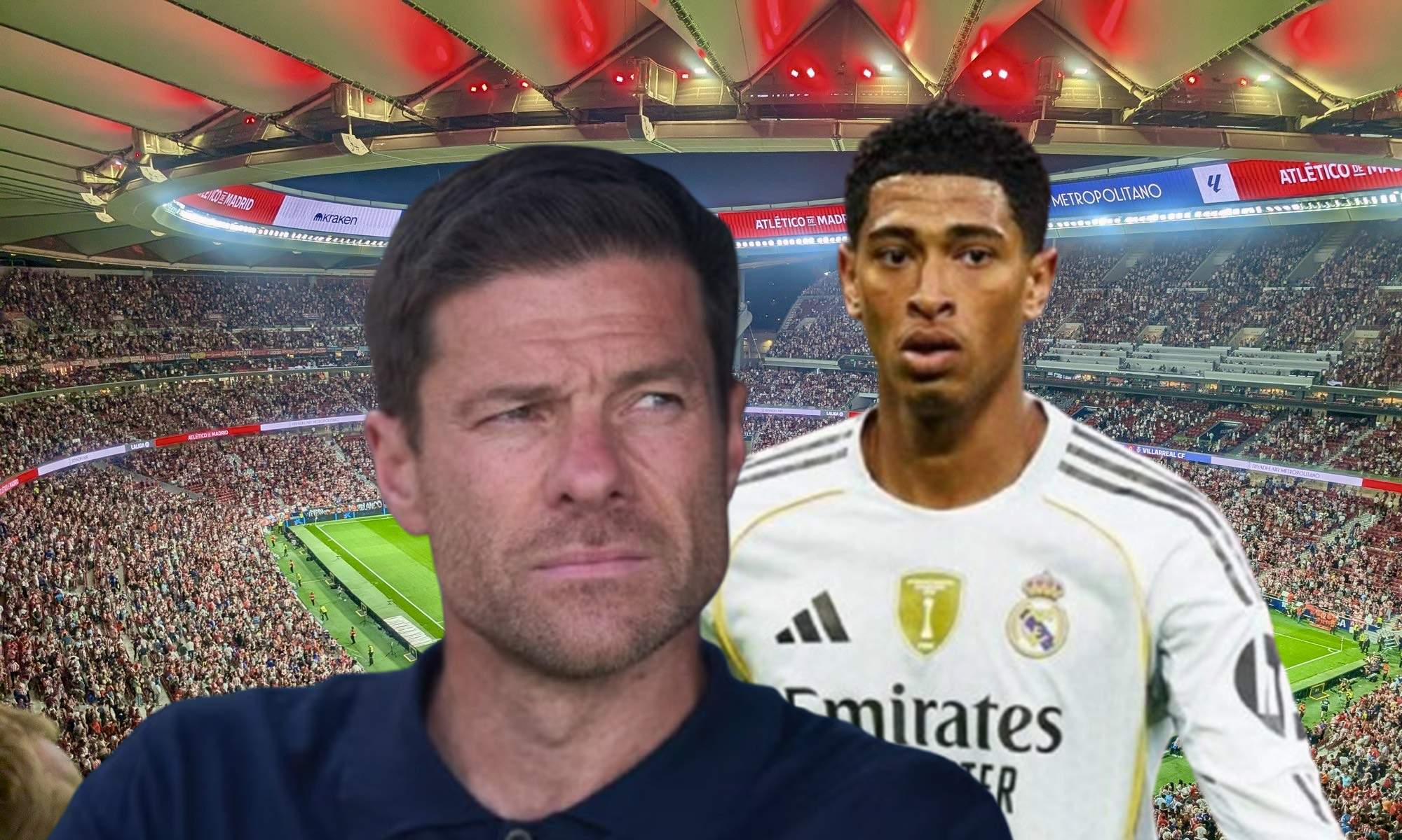Xabi Alonso, Jude Bellingham y el Metropolitano, estadio del Atlético de Madrid. 