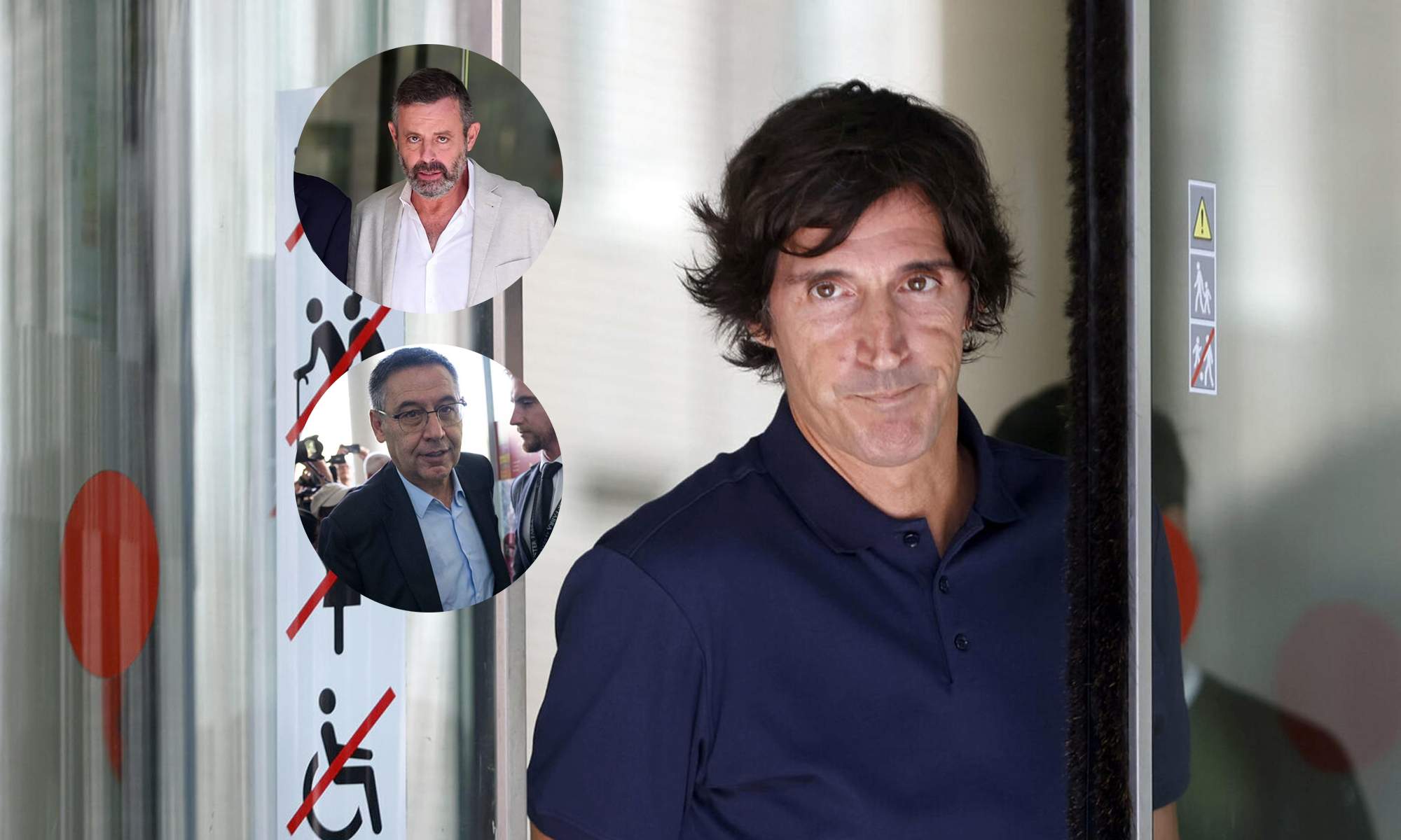 Javier Enríquez Negreira y una foto de Bartomeu y Rosell.