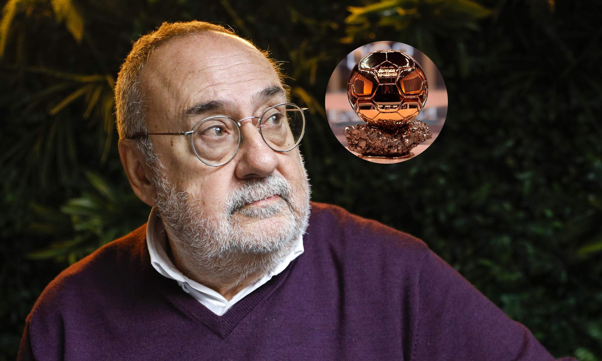 Alfredo Relaño y una imagen del Balón de Oro. 