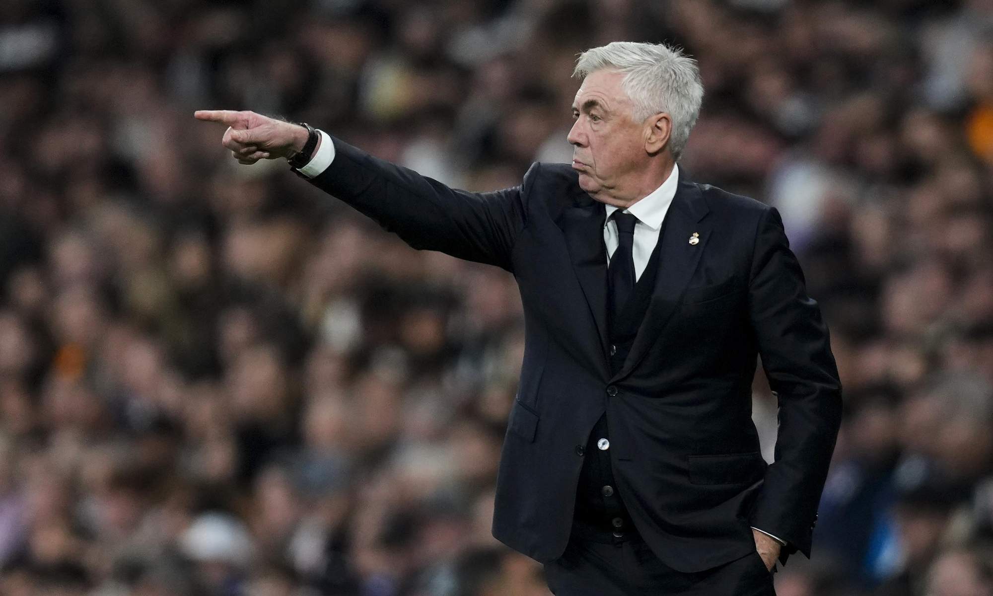 Carlo Ancelotti, durante un partido de su segunda etapa como entrenador del Real Madrid.