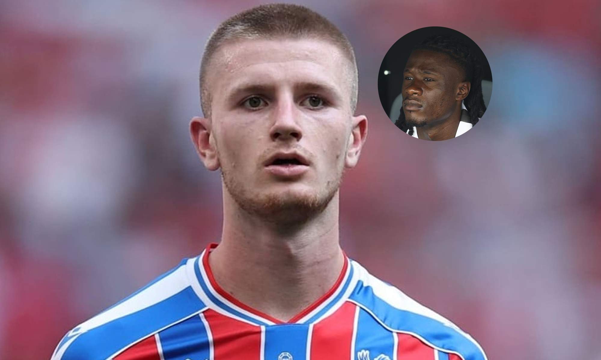Adam Wharton y una foto de Eduardo Camavinga. 
